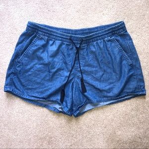 Blue Denim Comfy Soft Loose Shorts Casual Jean Chambray Summer Spring